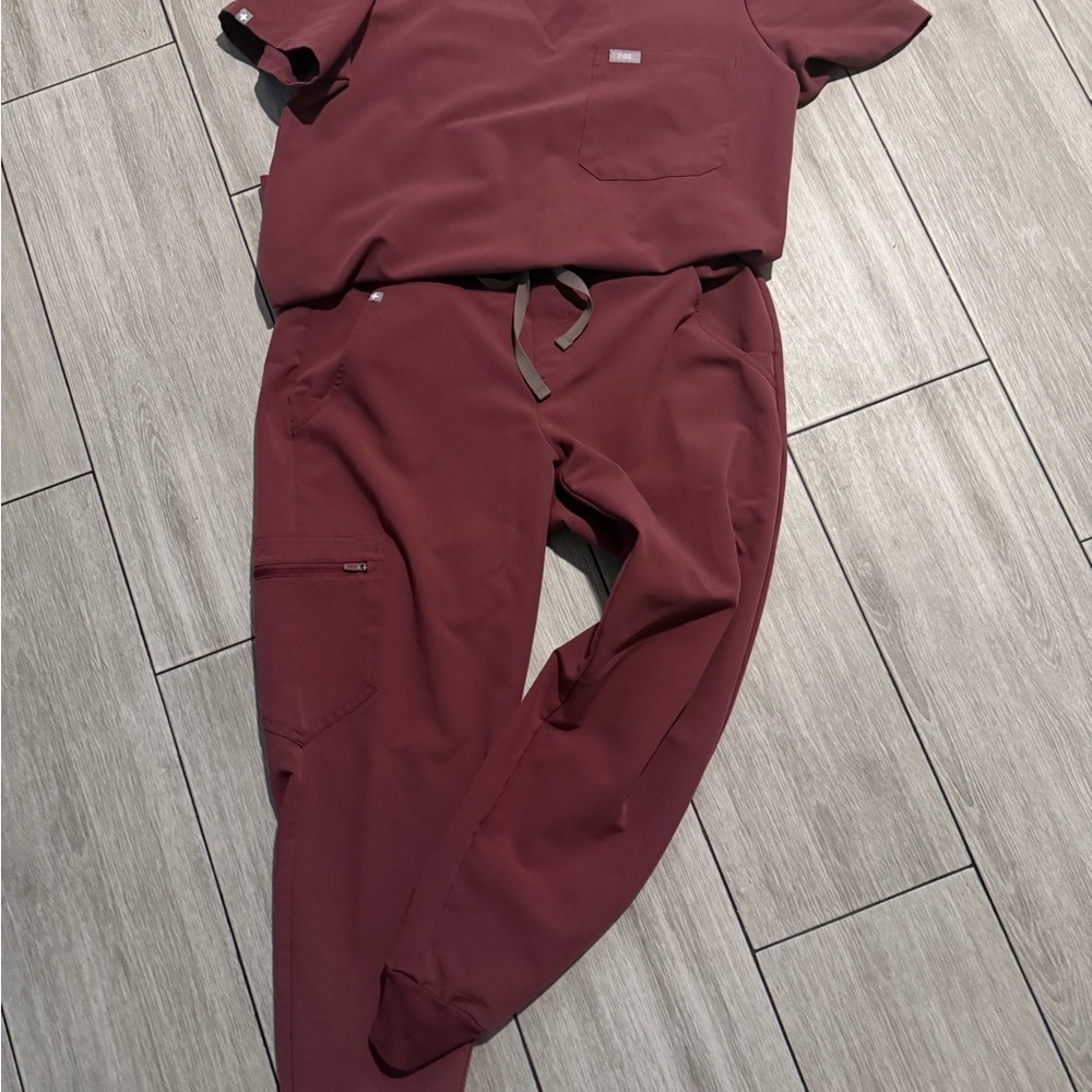 Women's Dark Cherry Scrub Set